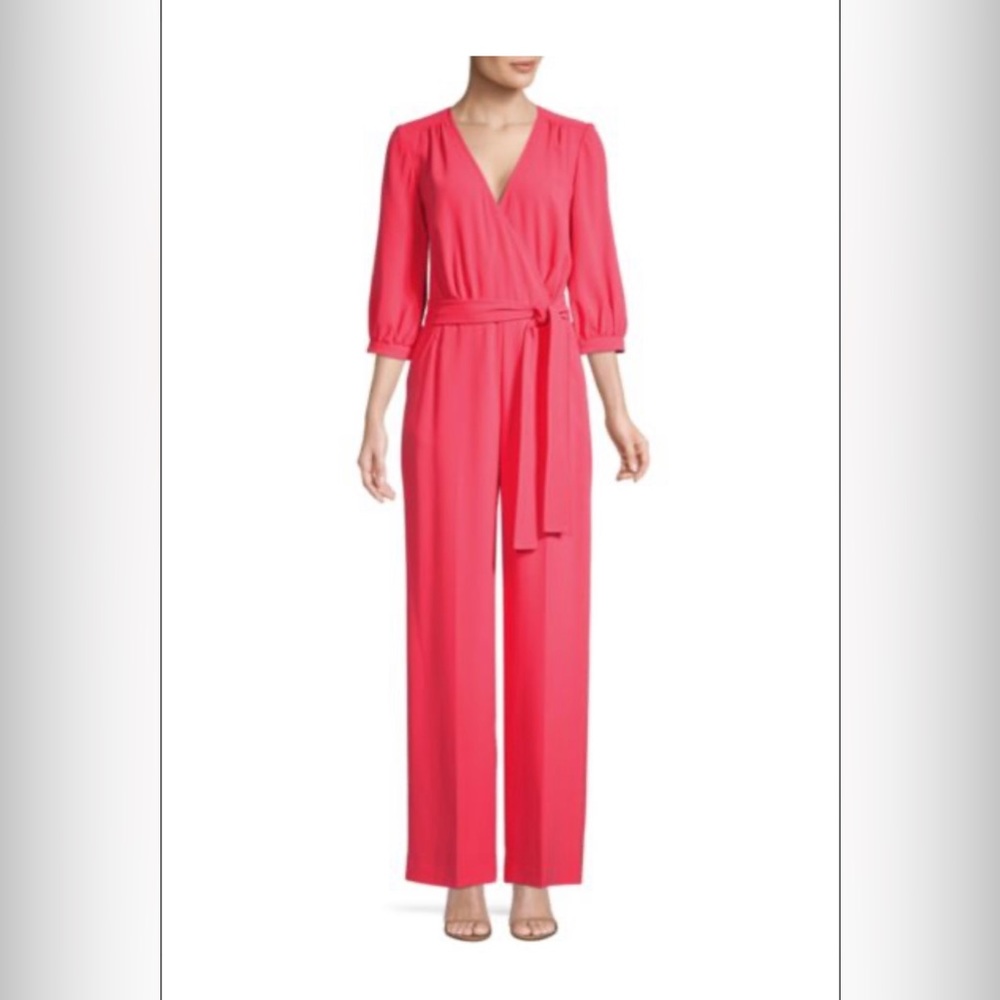 Only wore once! Trina Turk Caramel Crepe Mineral Jumpsuit. Pink Grape.